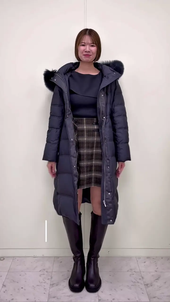 FOXファー付きプレミアムミドルロングダウン