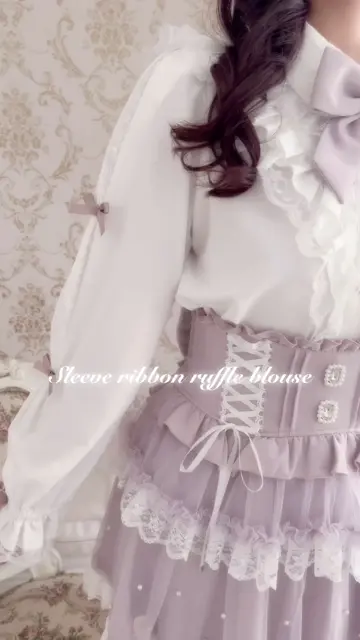 スリーブリボンフリルブラウス（シャツ・ブラウス｜ペールピンク