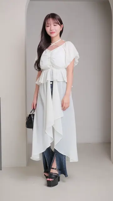 美品　Ellie トップス 谷口美佳さん監修】新涼感サイドボックスニットトップス