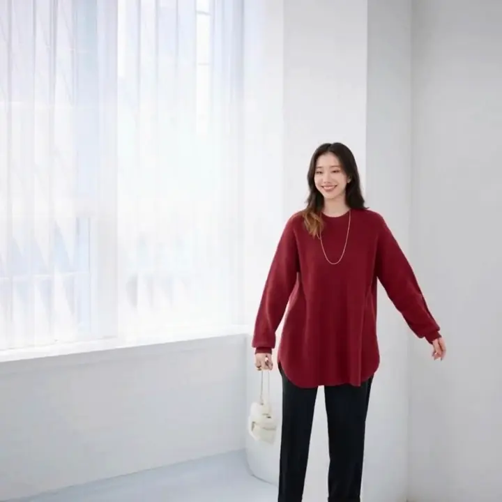 ふんわり裾ラウンドゆるニットチュニック - ベルーナ【公式】