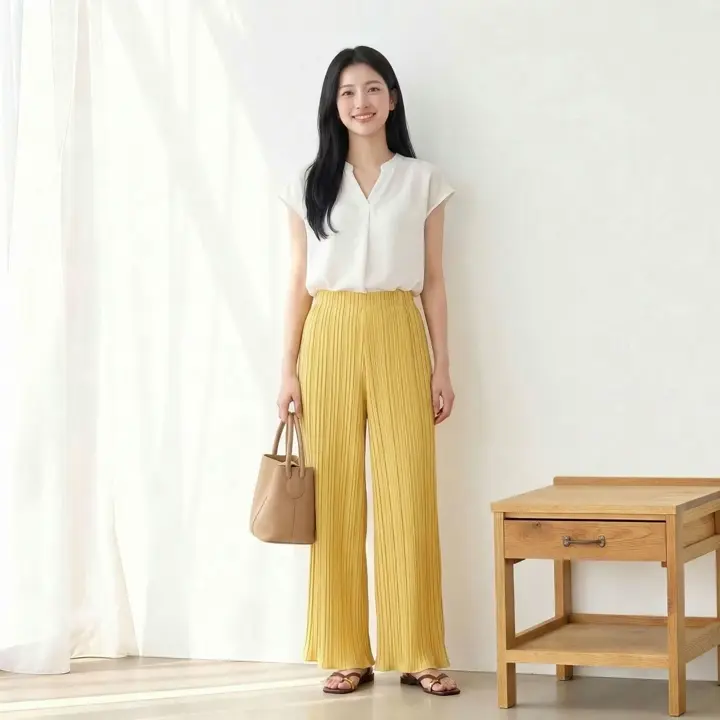 夏これ一枚！】着心地楽ちん！さらっと軽やかプリーツパンツ