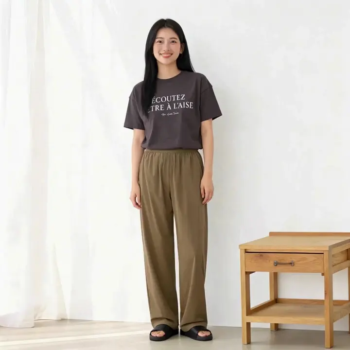接触冷感】さらテロ楽のびストレートパンツ【選べる2丈】 - ベルーナ
