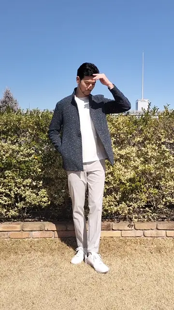 オンオフ兼用 マイクロピケストレッチスラックス