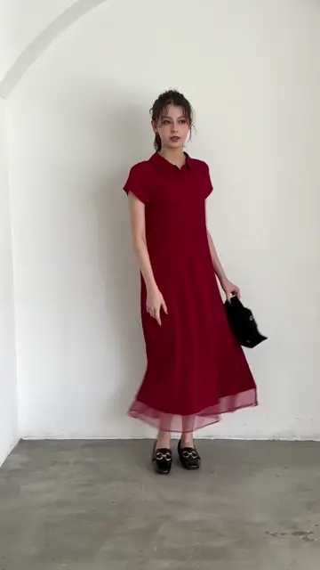 SALE】ポロ衿カットソーロングワンピース - 12Twelve Agenda SALE】ポロ衿カットソーロングワンピース - 12Twelve Agenda