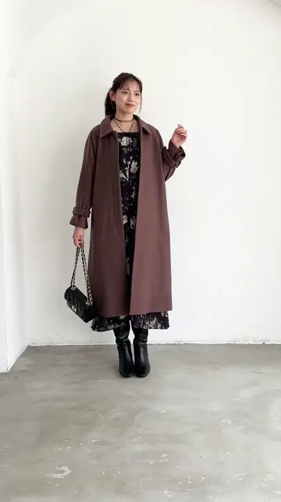 SALE】フリルネックパイピング花柄ワンピース - 12Twelve Agenda