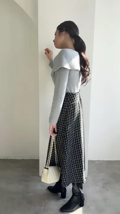 SALE】チェックツイード金釦フレアスカート - 12Twelve Agenda