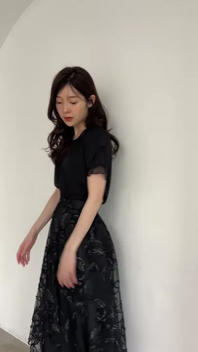 花柄刺繍チュールフレアスカート - 12Twelve Agenda(トゥエルブ