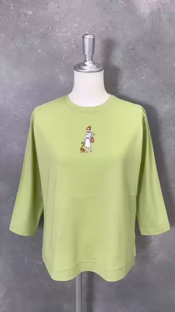 【新品未使用 スタジオピッコーネ】肉薄ジョーゼット段ボールブラウスTシャツ38号 オンラインストア・店舗限定商品】UV冷感七分袖刺繍Tシャツ|スタジオ