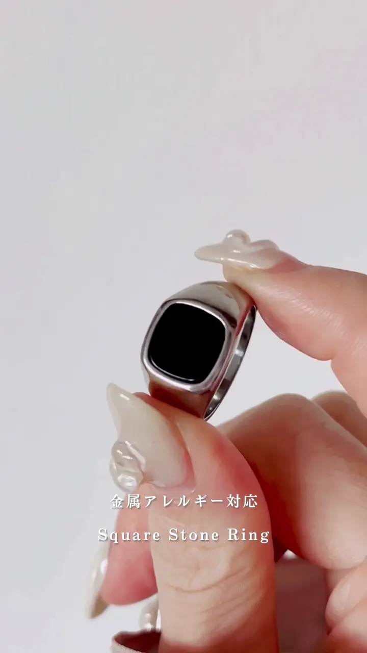 Square Stone Ring | 金属アレルギー対応アクセサリー通販ショップ