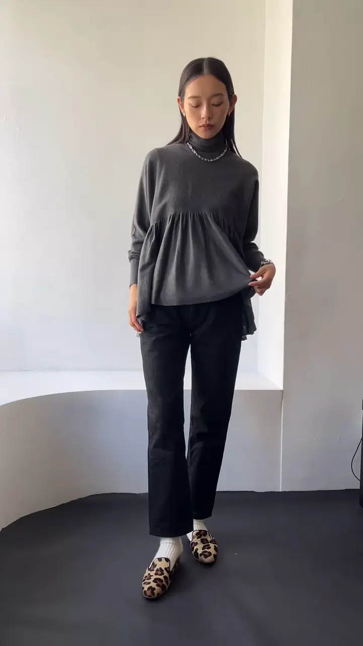 予約販売】ウールミックスライトニットペプラムトップス 全4色