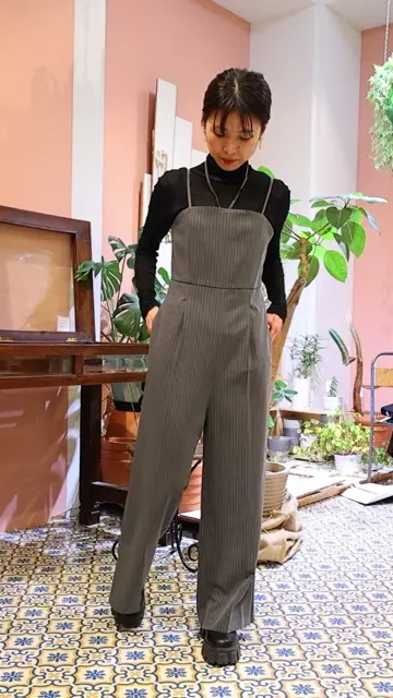 pinstripe all in one dress | BRAND一覧,VALÉRIANE,サロペット