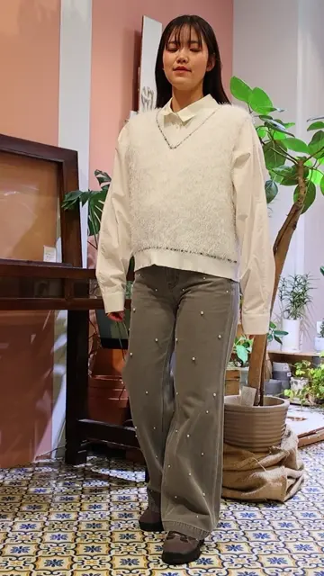 ROSIEE チェーン付きシャギーニットベスト | TOPS,ニット