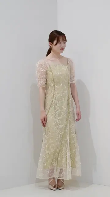 ANDRESD wave piping frare dress イエロー　S ANDRESD wave piping frare dress イエロー S