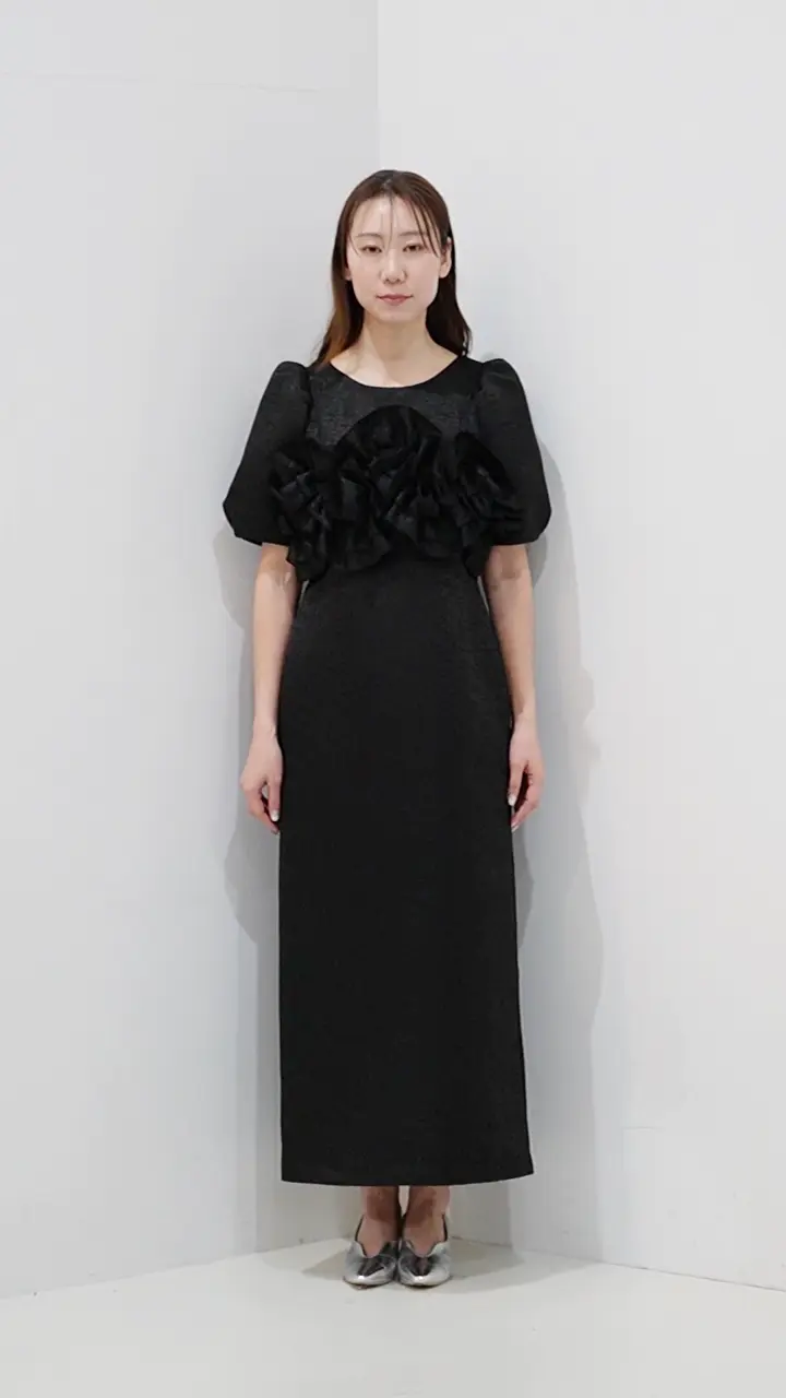 Wavy frill bustier jaguard dress | DRESS,DRESS | ROOM903 online