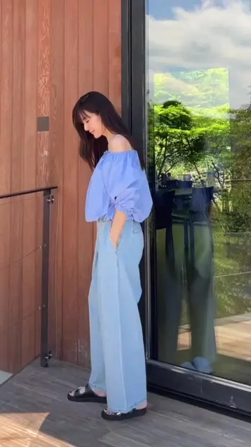 Shihoセレクト】タックワイドデニムパンツ Day and Grade