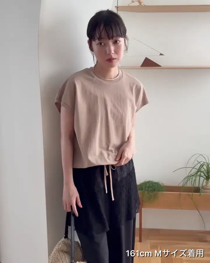 リネン混カノコフレンチスリーブカットソー