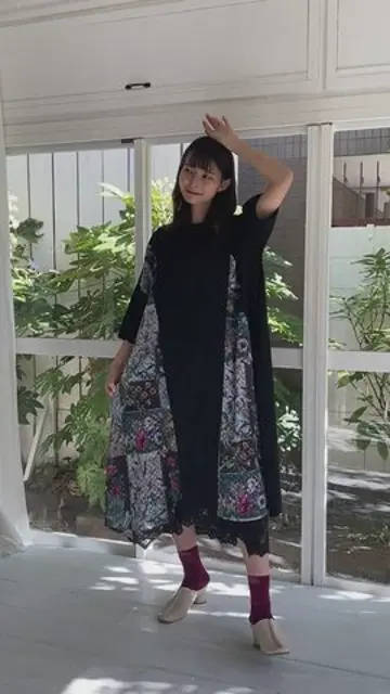551244：花蝶パッチワーク柄 切替ワンピースの通販-ScoLar