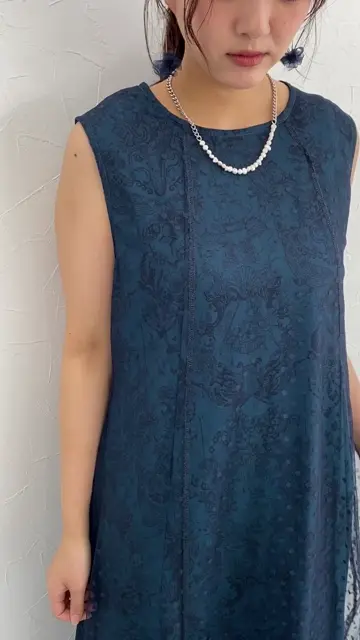 552219：海柄ドットチュール重ねワンピースの通販-ScoLar 