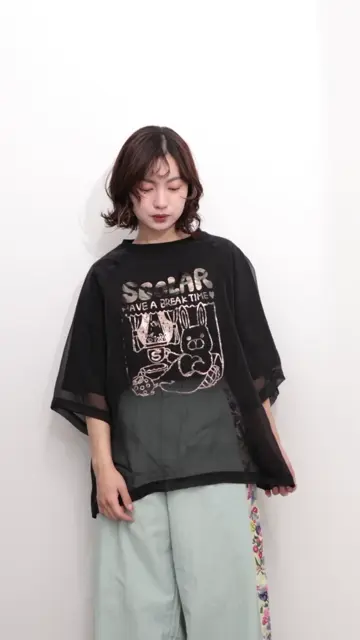 BoldAsLove様　オーダー注文専用❗️ 152617：ラビル箔プリント オーガンジー重ねプルオーバーの通販