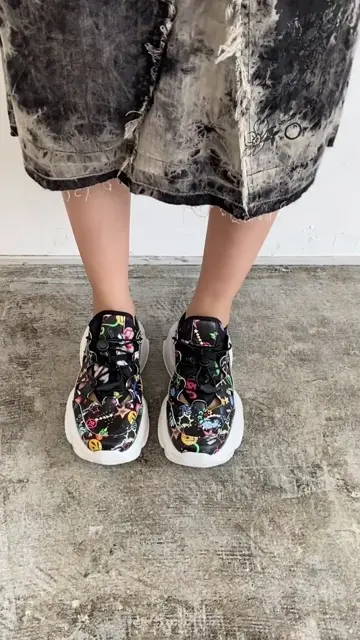 SS-187：POP総柄厚底サンダルスニーカーの通販-ScoLar 