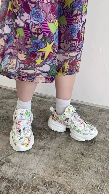 SS-187：POP総柄厚底サンダルスニーカーの通販-ScoLar 