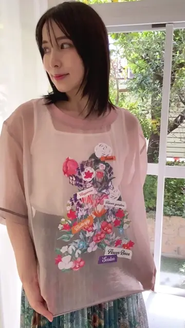 152662：クマシルエット花柄シアープルオーバーの通販-ScoLar