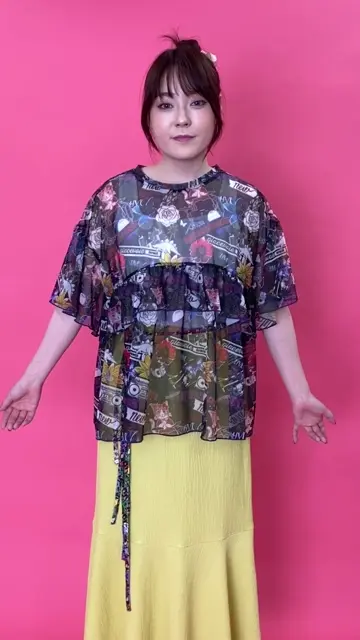 スカラー152703：POP総柄チュールシアープルオーバー 152703：POP総柄チュールシアープルオーバーの通販-ScoLar