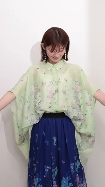 シンディー　チュニック半袖Tシャツ　光沢の有る良質な綿に花や蝶のプリントが素敵 楽天市場】チュニック 半袖 夏 レディース 五分袖 ワイド