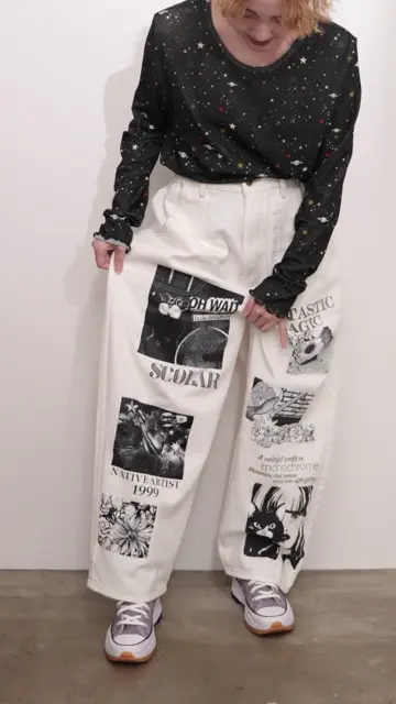 scolar デニムパンツ新品未使用 ScoLar（スカラー）の「アップリケ刺繍デニムパンツ（デニム