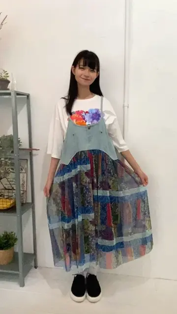152701：スカラー総柄デニム切替キャミワンピの通販-ScoLar