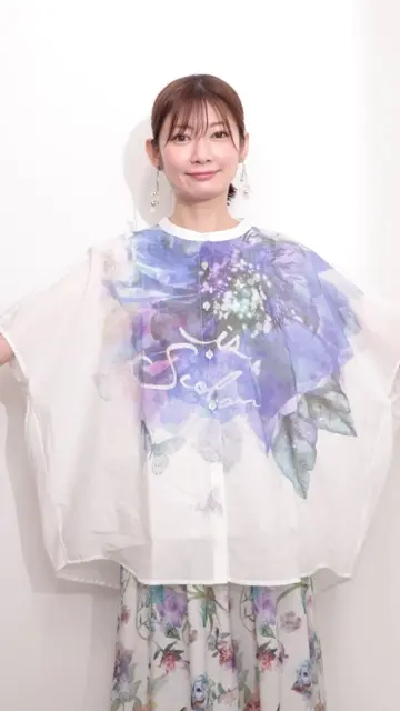 スカラー ScoLar 大輪の水彩花柄シャツ （オフホワイト） スカラー ScoLar 大輪の水彩花柄シャツ （オフホワイト