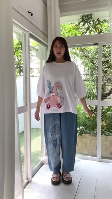 152735：スカラーPOP柄 スプレープリントデニムパンツの通販-ScoLar
