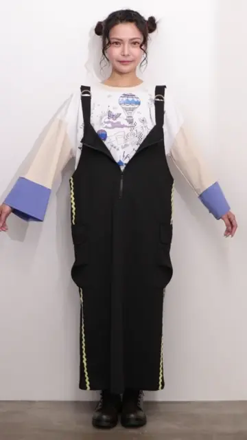153622：花柄刺繍ジャージワンピースの通販-ScoLar
