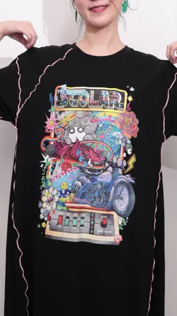 ScoLar 153625：バイクゲーム柄メロウ切替ワンピース ScoLar ワンピース 153625：バイクゲーム柄メロウ切替ワンピース