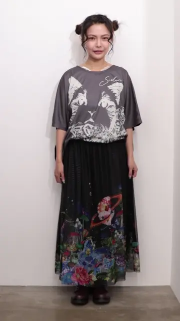 153627：キノコの惑星柄チュールスカートの通販-ScoLar