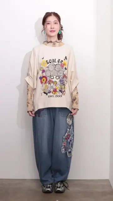 ぼたんページ ScoLar トップス スカラー 153630 花柄スカラーちゃんプル