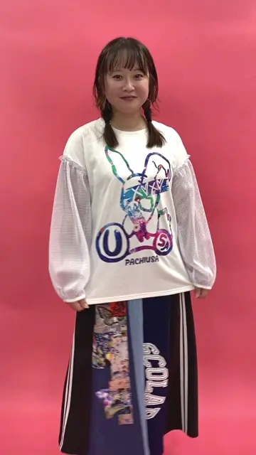 153618：パチうさプリント メッシュ袖Tシャツの通販-ScoLar