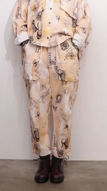 153613：バイオ加工レースプリントパンツの通販-ScoLar