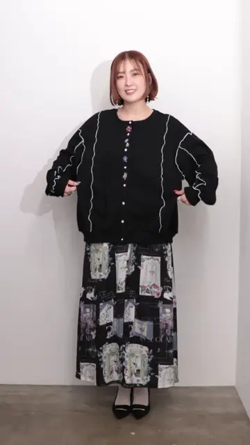 isscolar イズスカラー553203：現在と過去 イメージプリントスカート iS ScoLar スカート 553203：現在と過去 イメージプリント