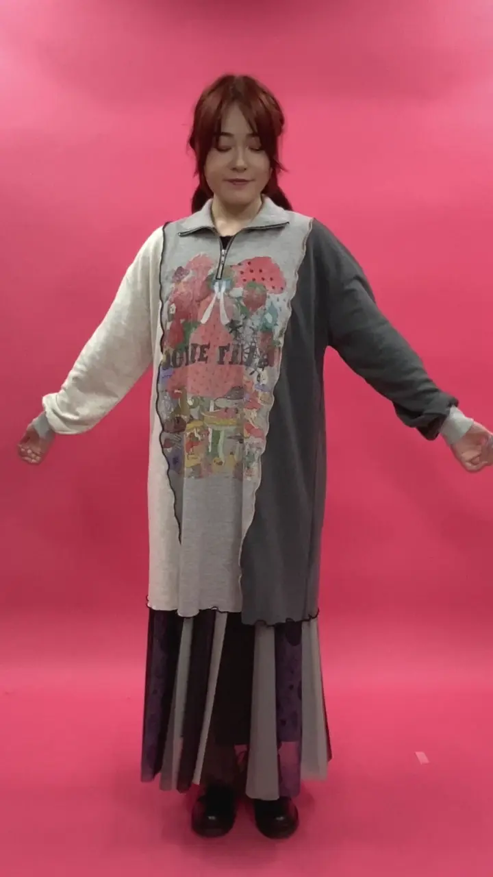 153646：メロウ加工配色ハーフジップワンピースの通販-ScoLar