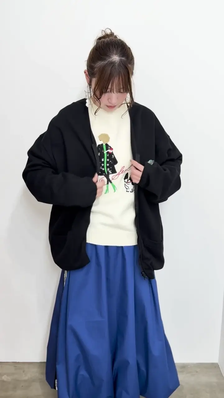 153661：ミニ裏毛スカ子ロゴ ダブルジップカーディガンの通販-ScoLar