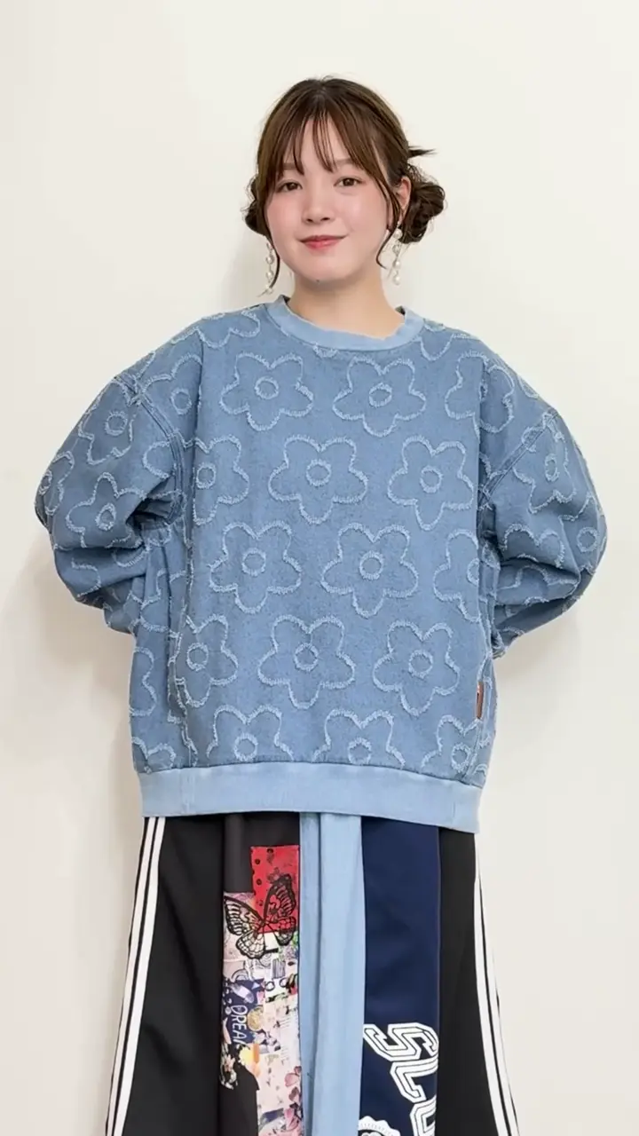 153671：花柄ジャガード織デニムプルオーバーの通販-ScoLar