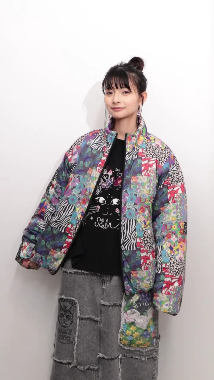 ツモリチサト トリコロール マルチカラー コットンブルゾン ジャケット M〜L ツモリチサト トリコロール マルチカラー コットンブルゾン