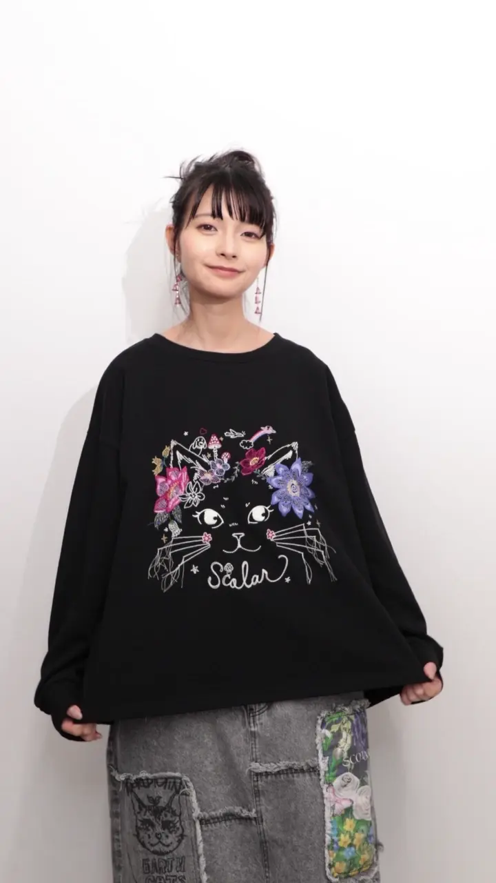 yukiemon ３L シァンデリプルオーバー うさぎ ねこりす刺繍 ニット yukiemon 3L シァンデリプルオーバー うさぎ ねこりす刺繍 ニット