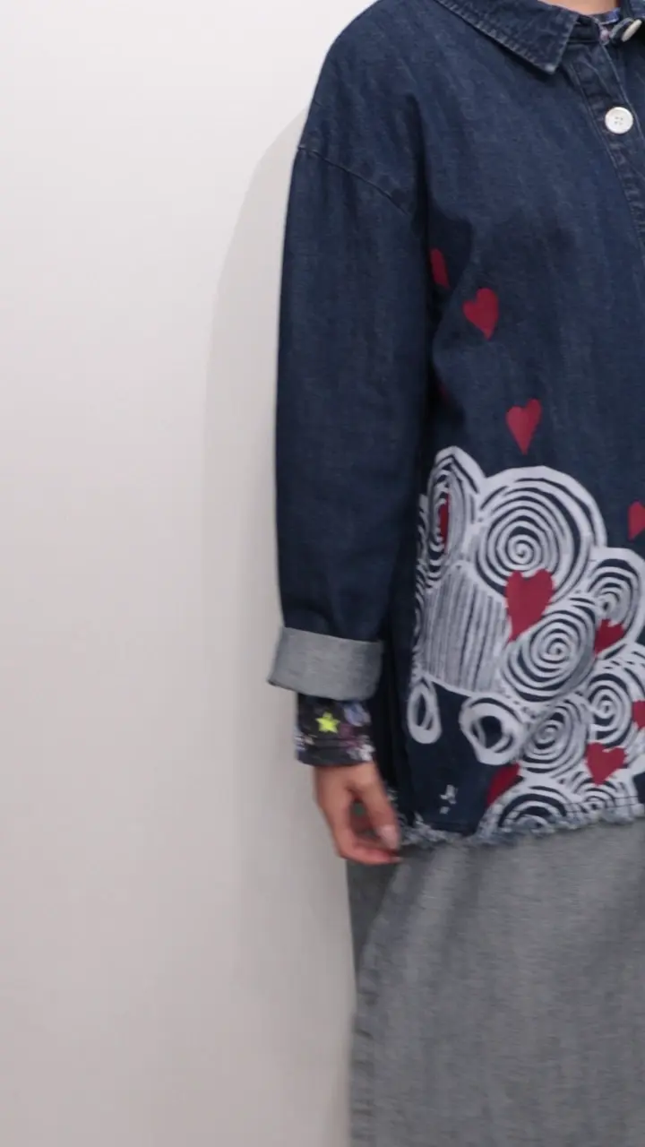 153675：ひょっこりスカラーちゃん柄デニムシャツアウターの通販-ScoLar