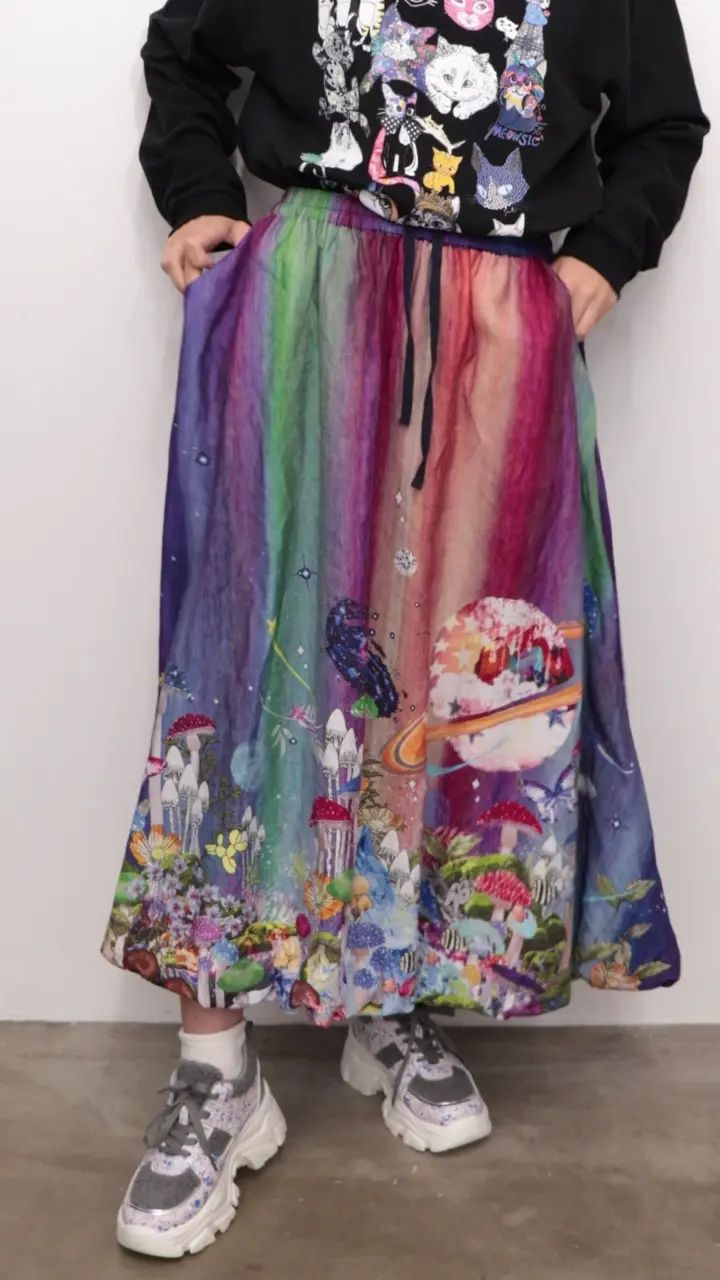 153677：クラゲ宇宙orきのこ惑星 2柄展開バルーンスカートの通販