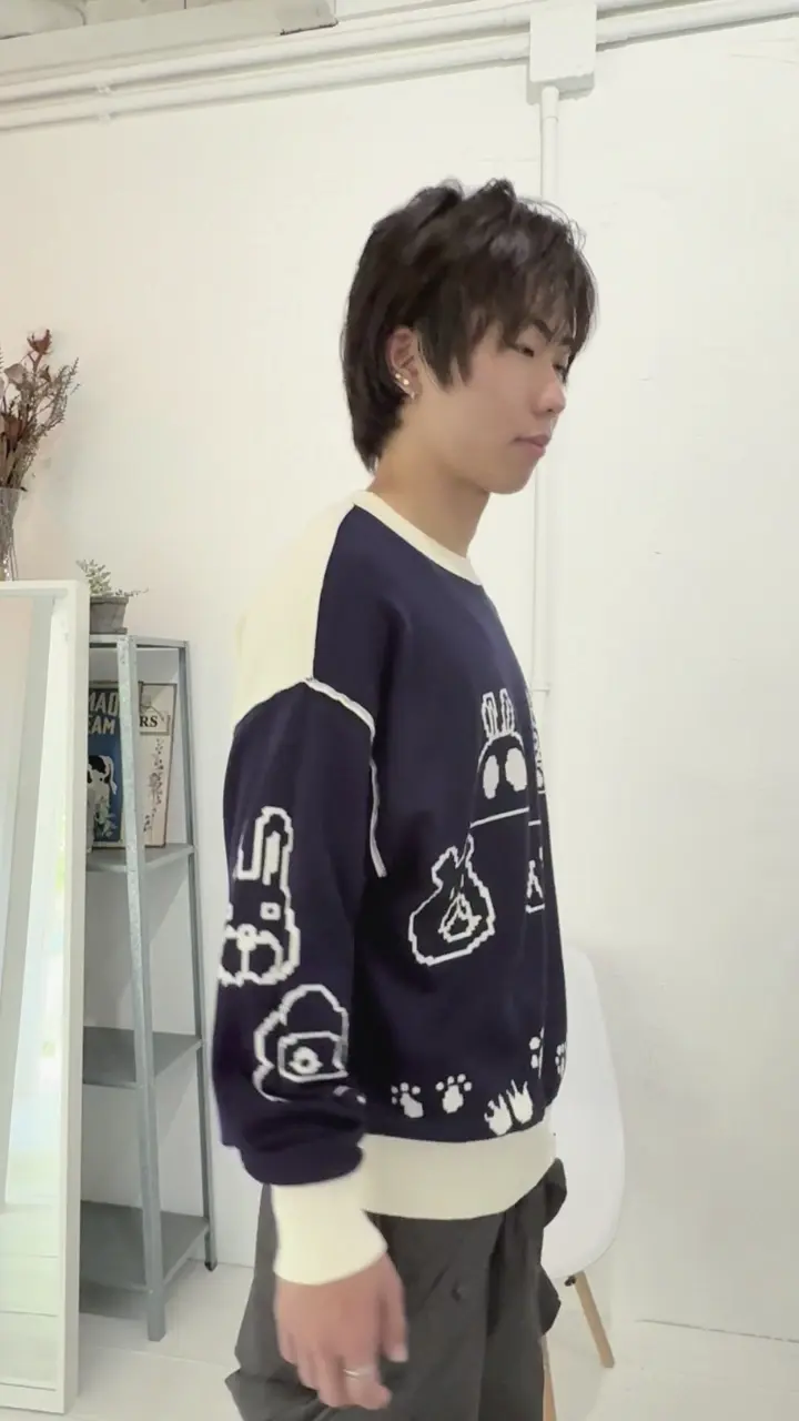 353122：リバーシブルドット絵柄ニットプルオーバーの通販-ScoLar