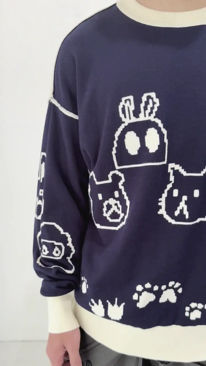 353122：リバーシブルドット絵柄ニットプルオーバーの通販-ScoLar