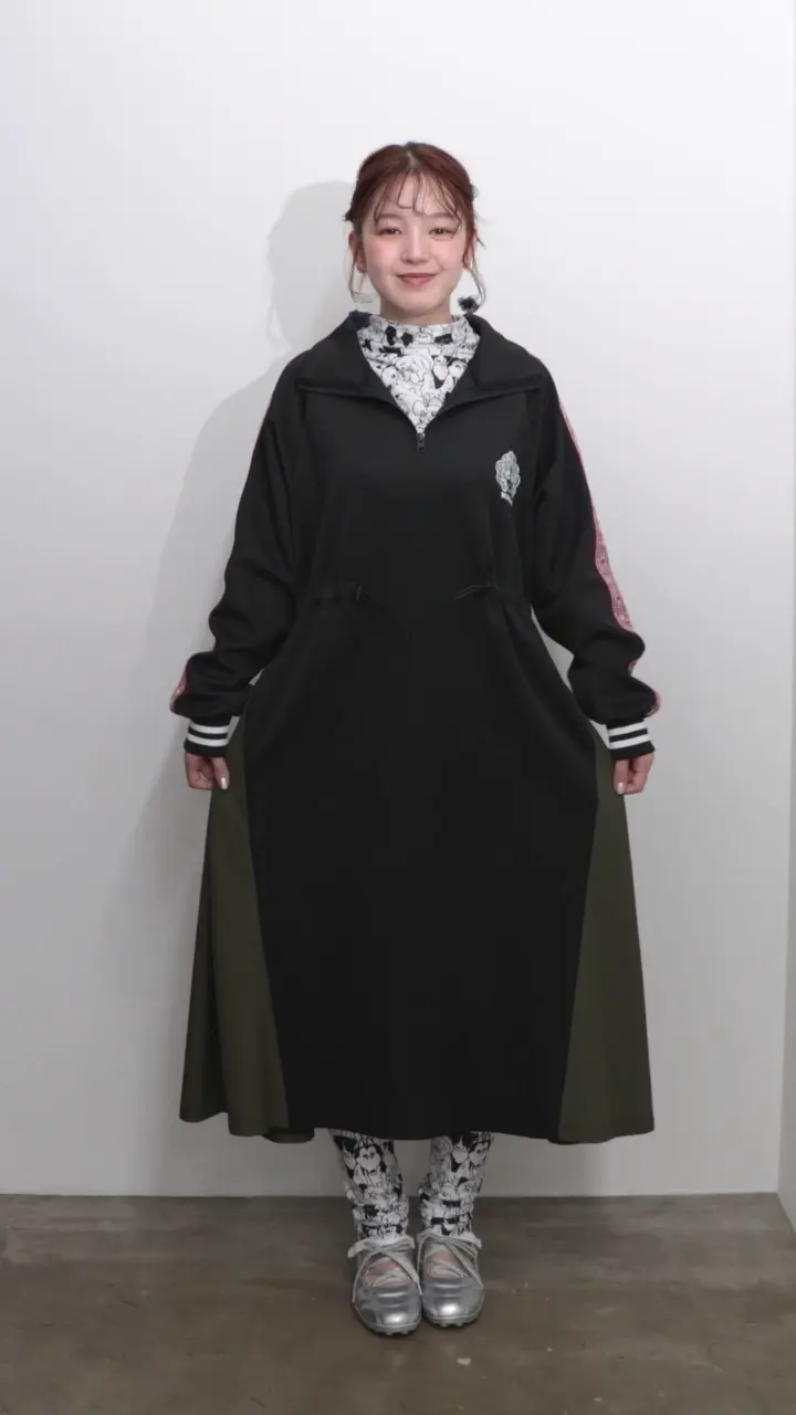 153731：バイカラー異素材 切替ジャージワンピースの通販-ScoLar