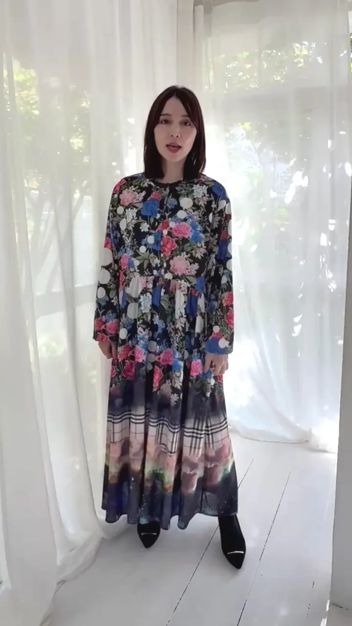 153721：2柄展開クラッシュベロアワンピースの通販-ScoLar